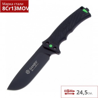 Нож GANZO G8012V2-BK с паракордом